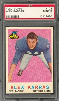 1959 Topps Football #103 Alex Karras Rookie Card – PSA MINT 9